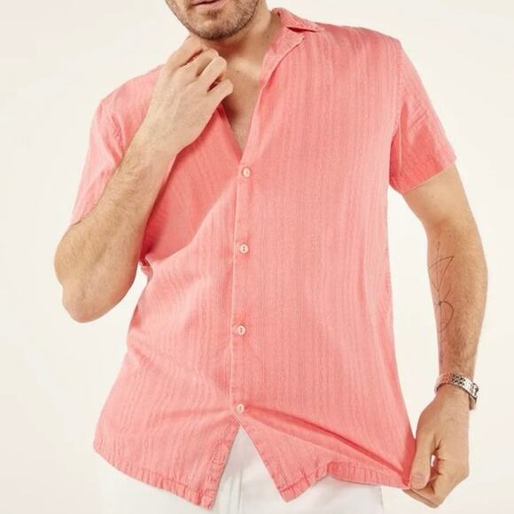 Chubbies Other - NWT Chubbies Small Short Sleeve Men Button Up Shirt Pastel Coral SUNSET STITCH
